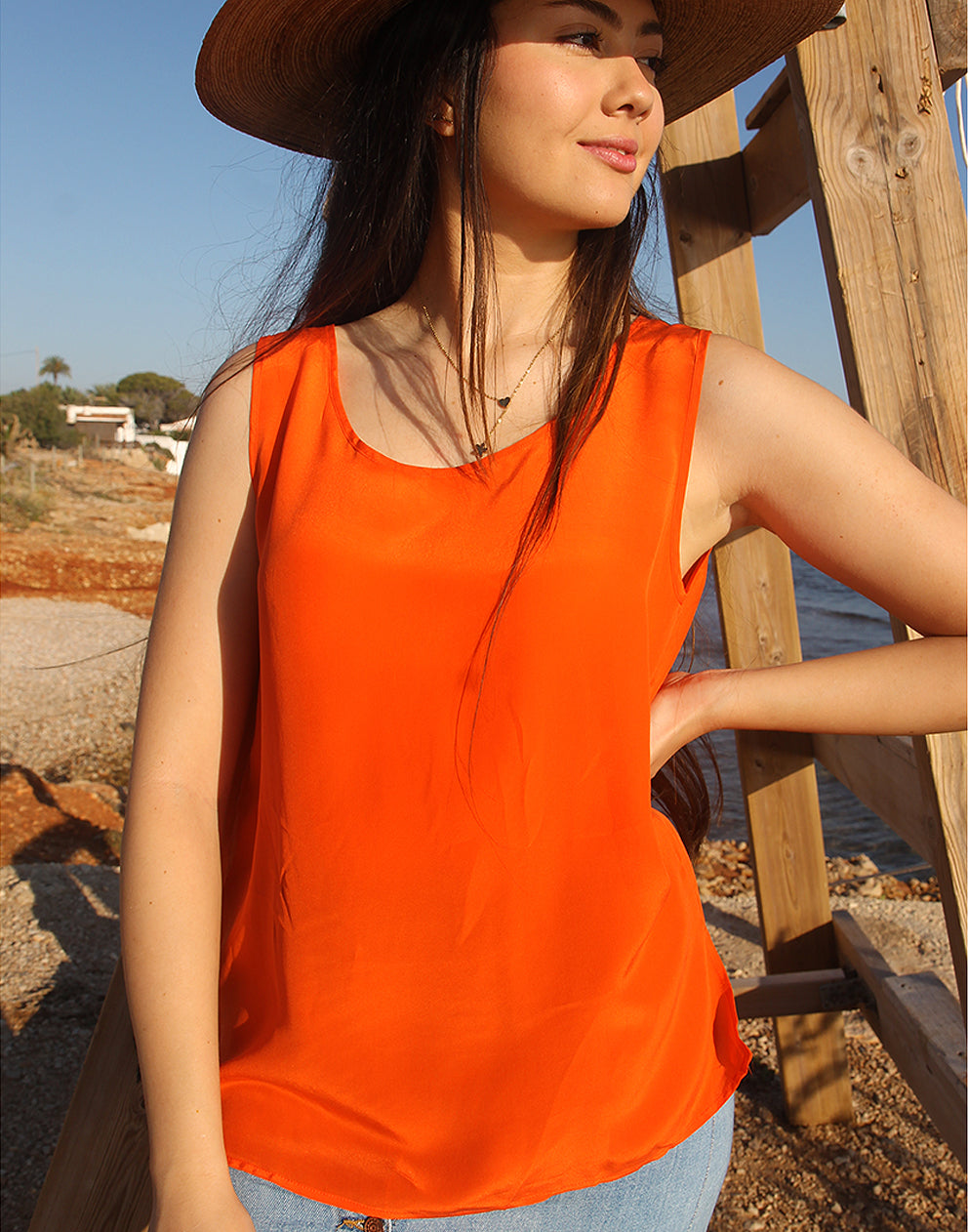 Orange Silk Vest