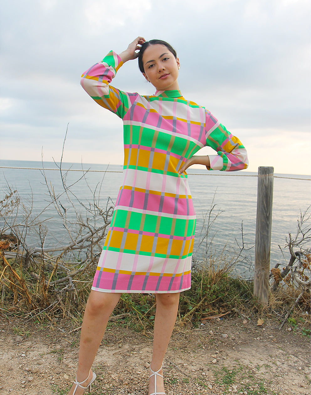 60s Geometric Print Mini Dress