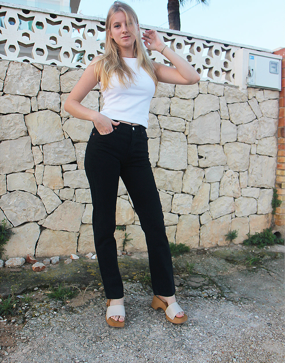 Jeans mom azul marino