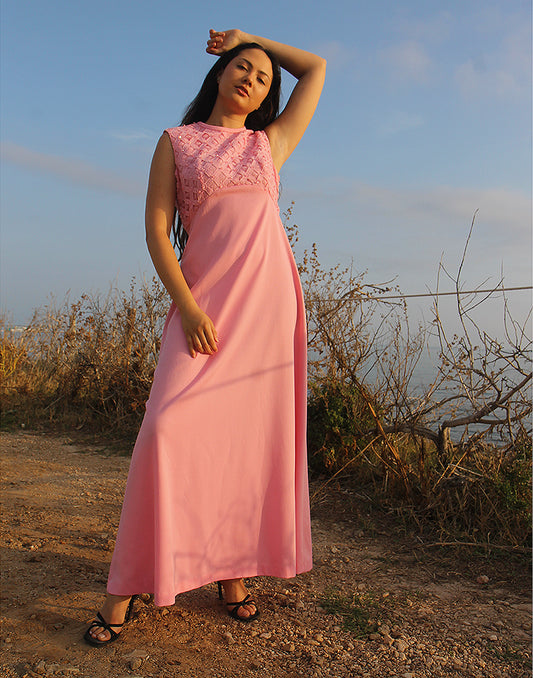 Pink Sleeveless Maxi Dress