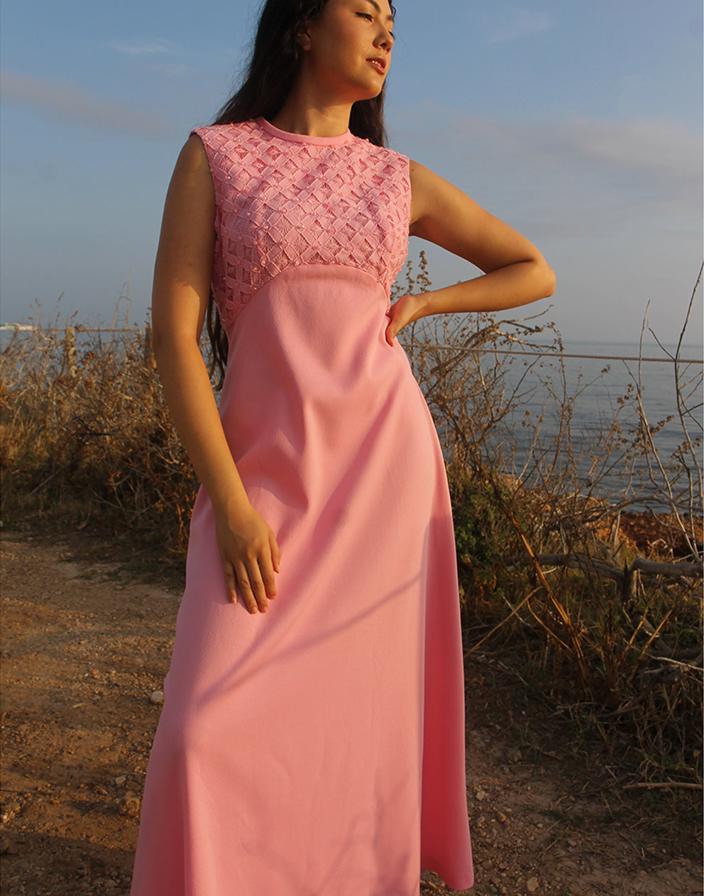 Pink Sleeveless Maxi Dress