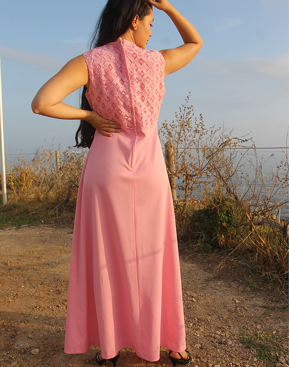 Pink Sleeveless Maxi Dress