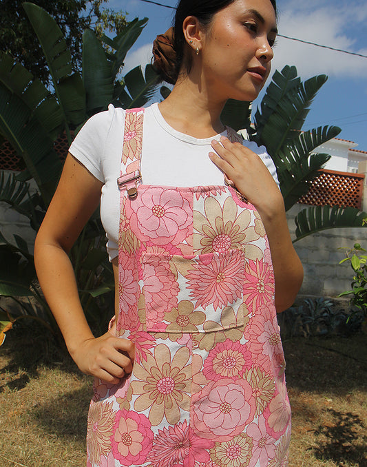 Pink Floral Dungaree Shorts