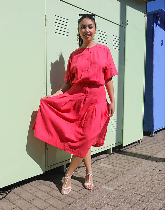Pink Silk Midi Dress - EU 36/38