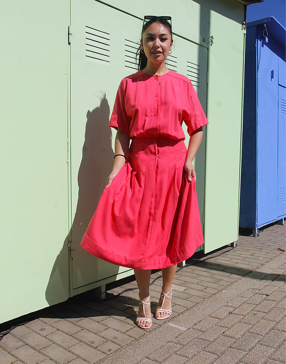 Pink Silk Midi Dress - EU 36/38