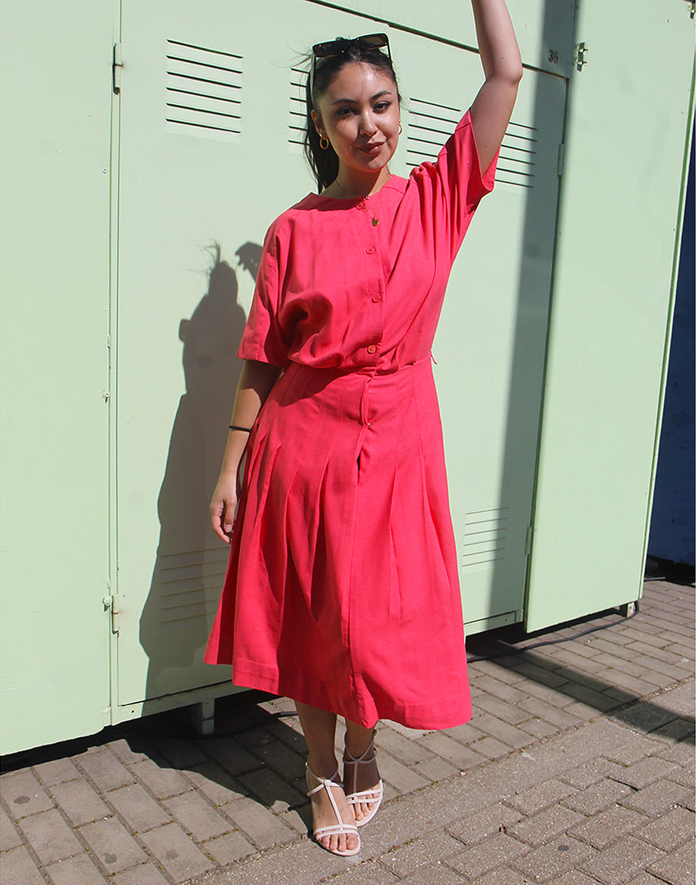 Pink Silk Midi Dress - EU 36/38