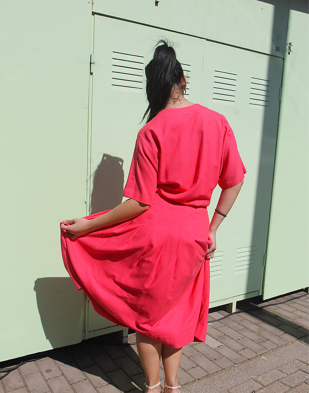 Pink Silk Midi Dress - EU 36/38