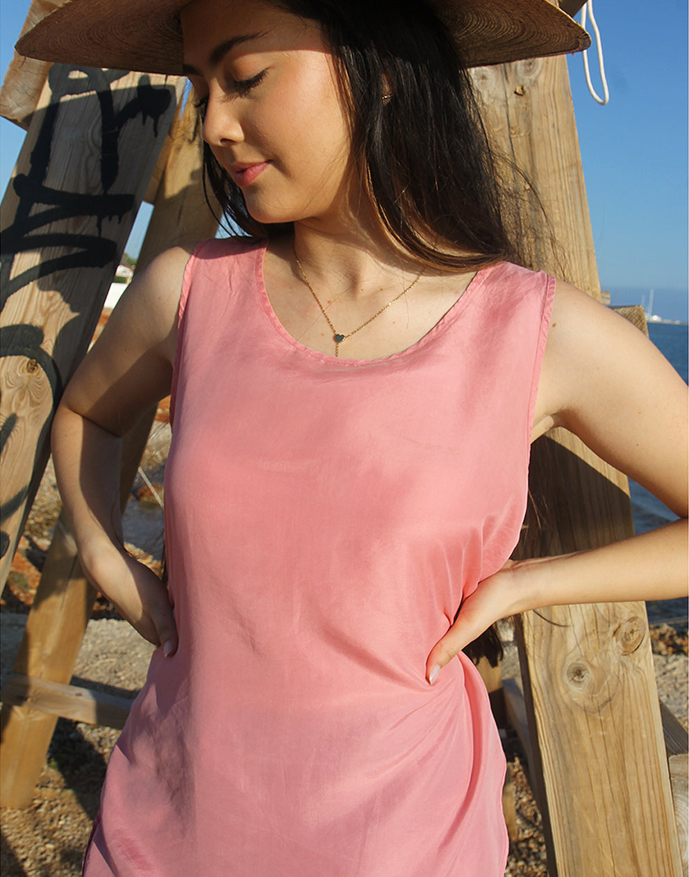 Pink Silk Tank Top