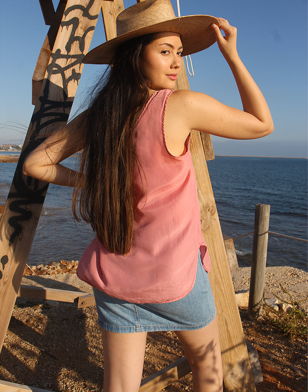 Pink Silk Tank Top