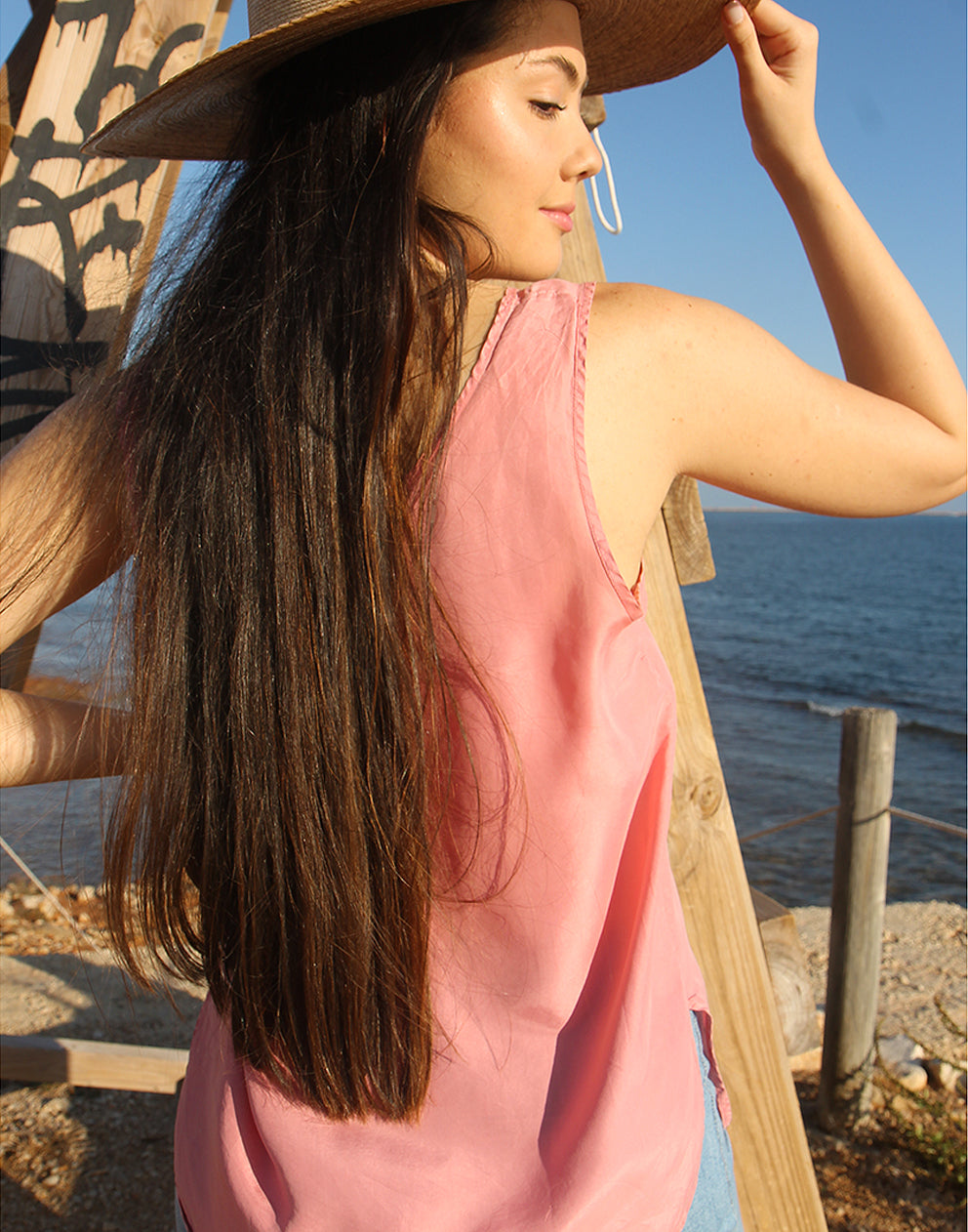 Pink Silk Tank Top