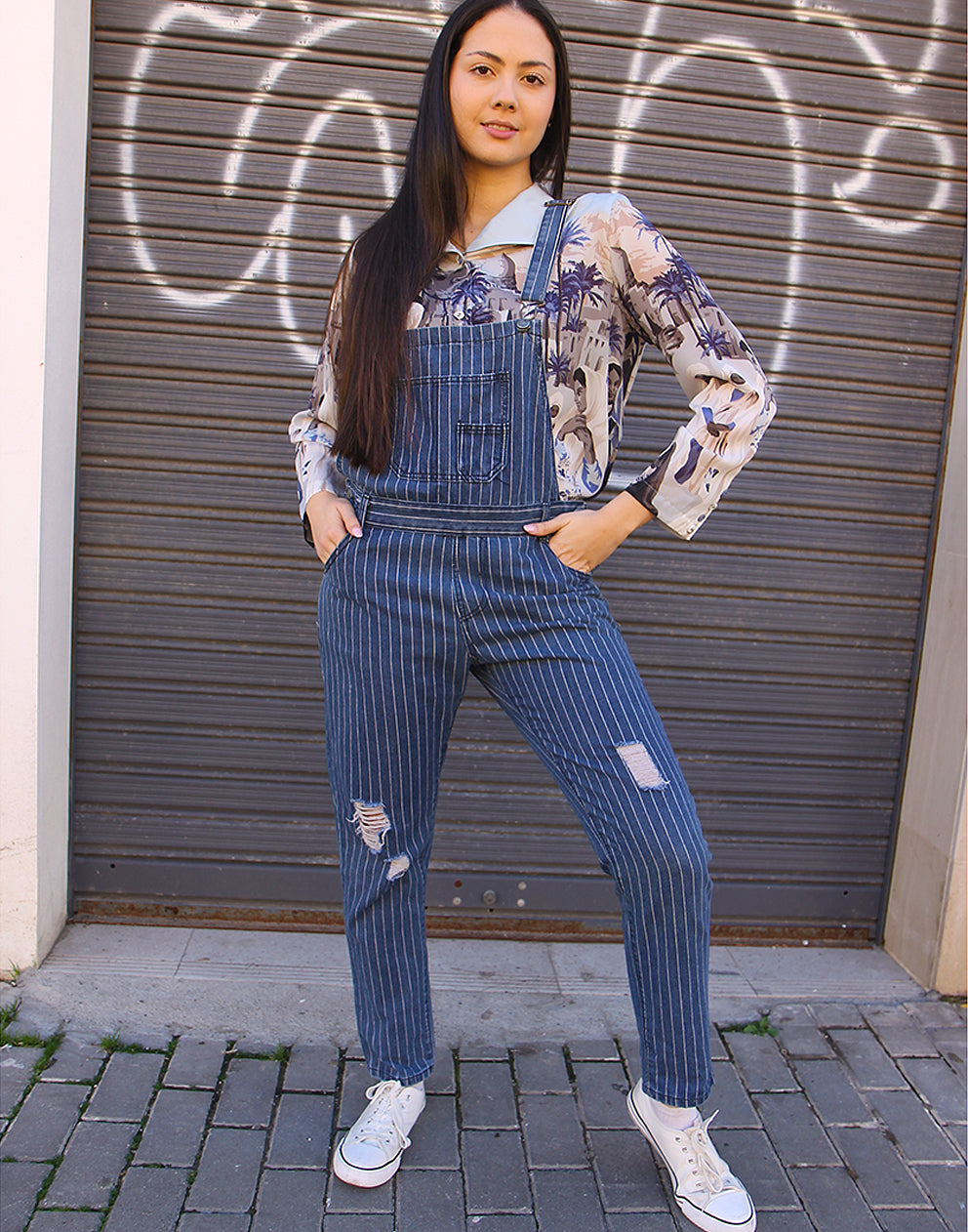 Peto largo de raya diplomática azul