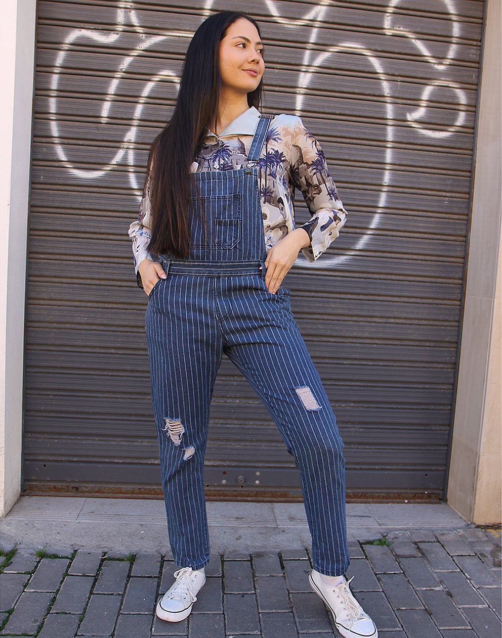 Peto largo de raya diplomática azul