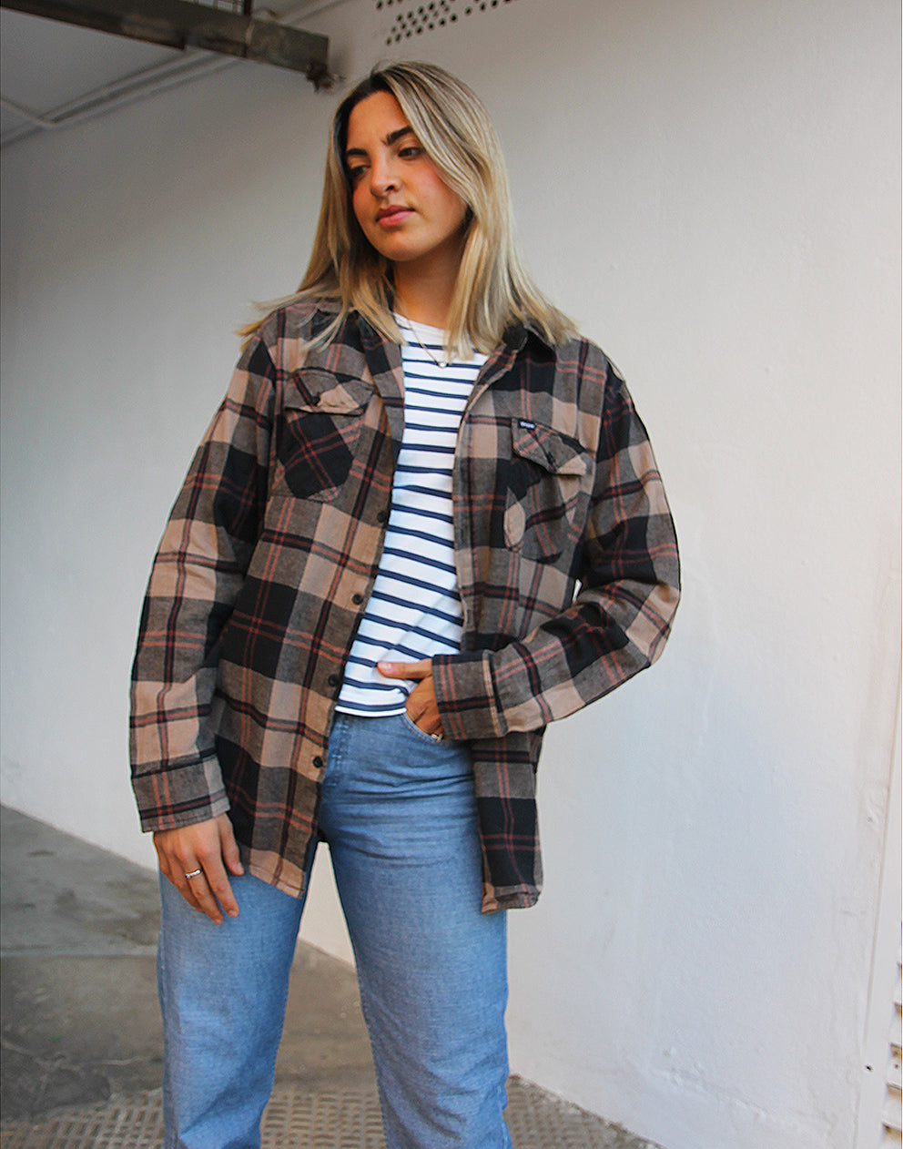 Check Flannel Shirt in Brown