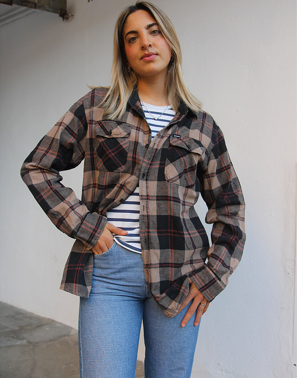 Check Flannel Shirt in Brown