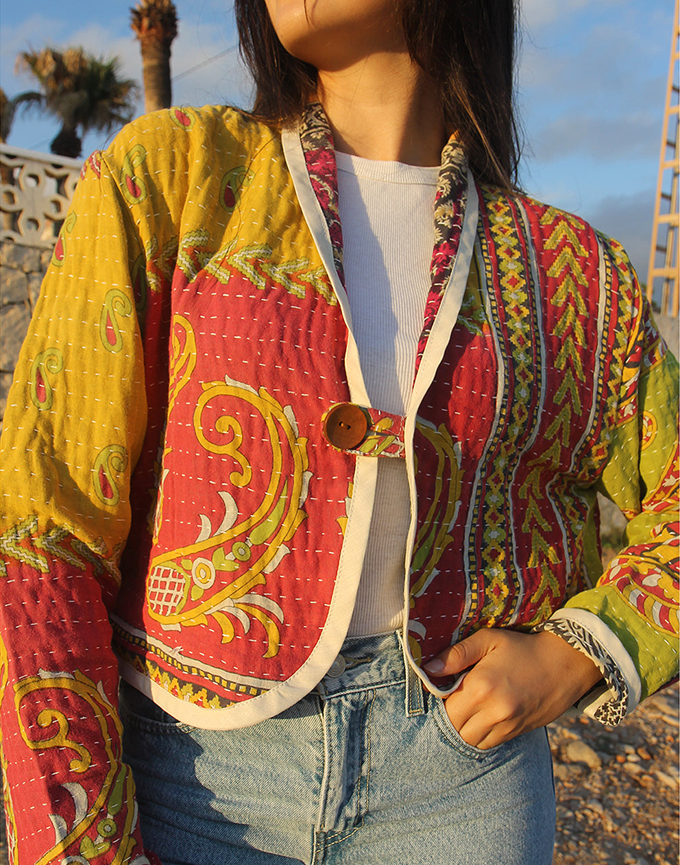 Reversible Quilted Jacket in Multi Colour