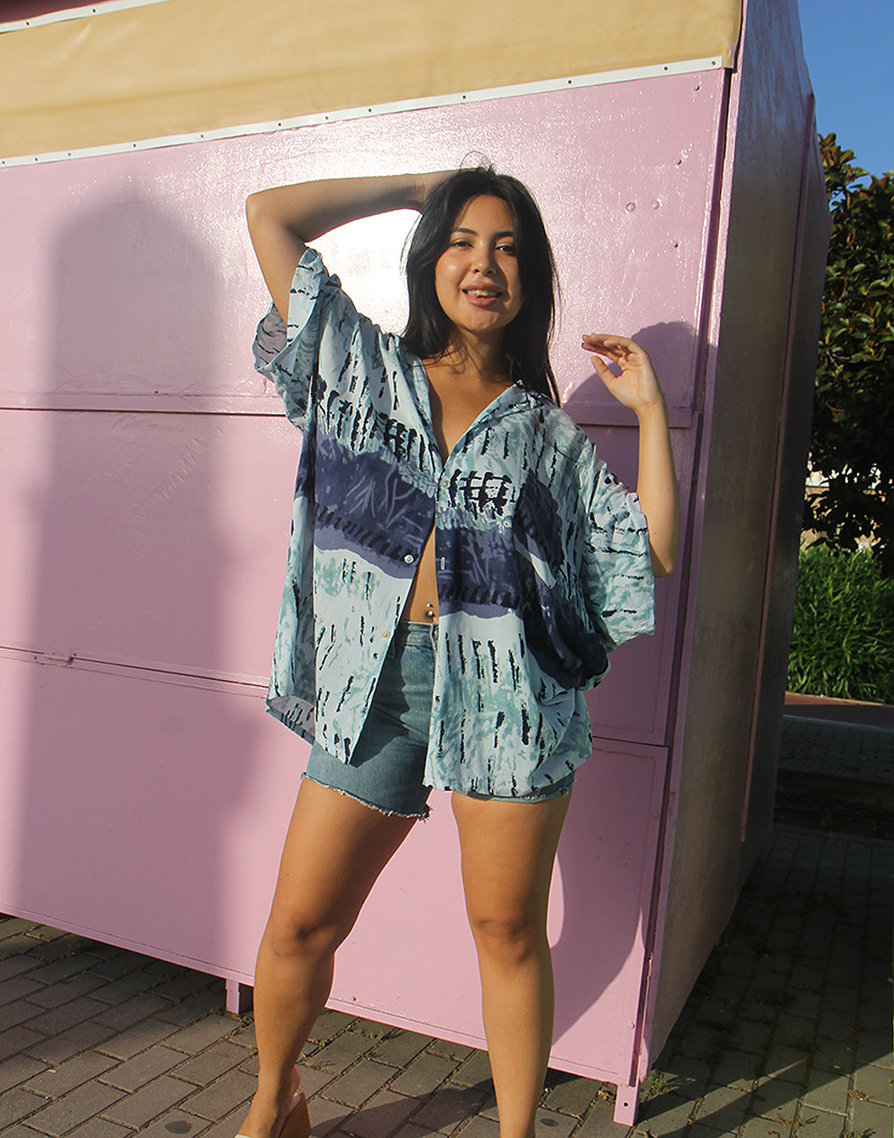 Printed Vintage Short Sleeve Shirt