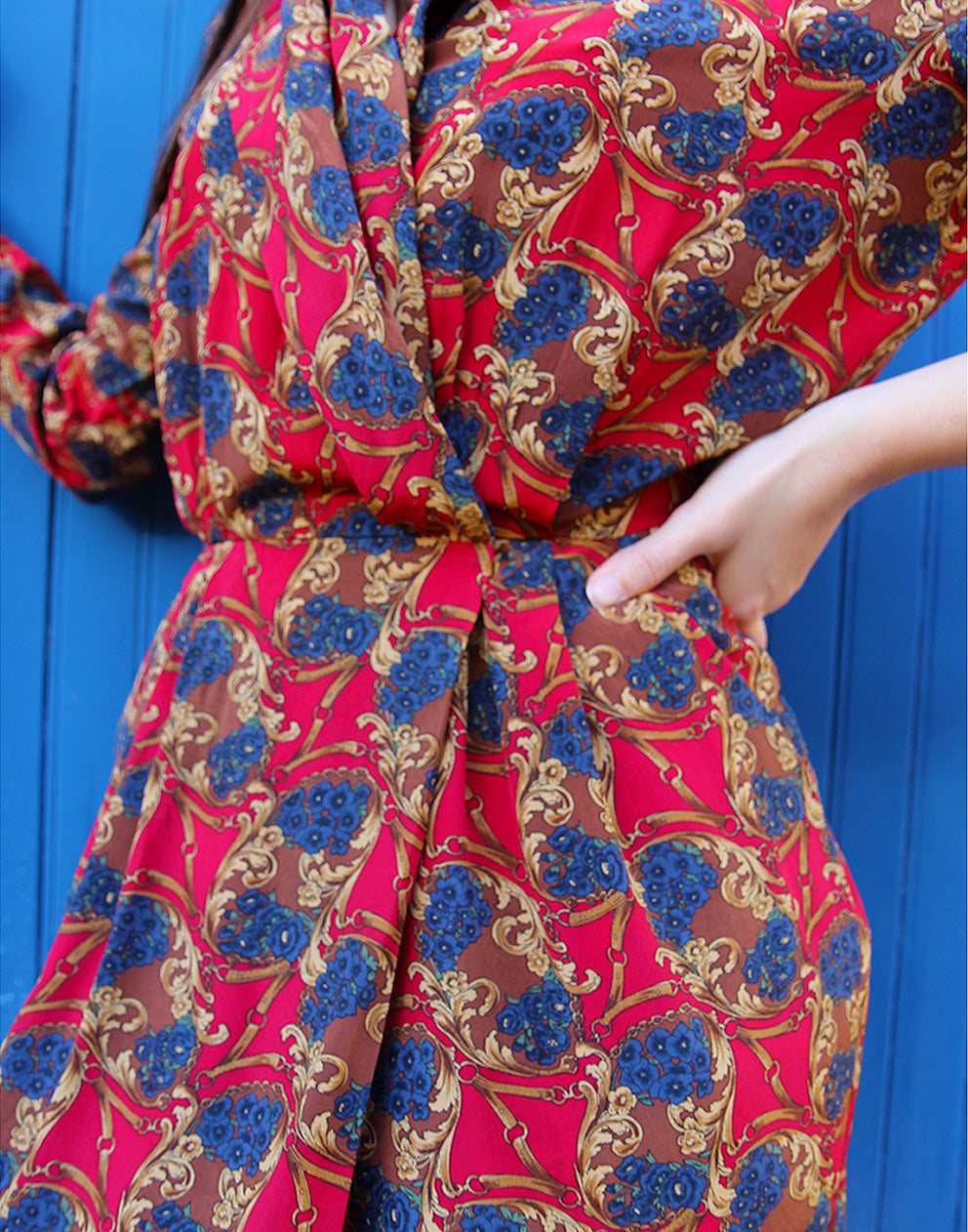 Printed Wrap Dress in Red