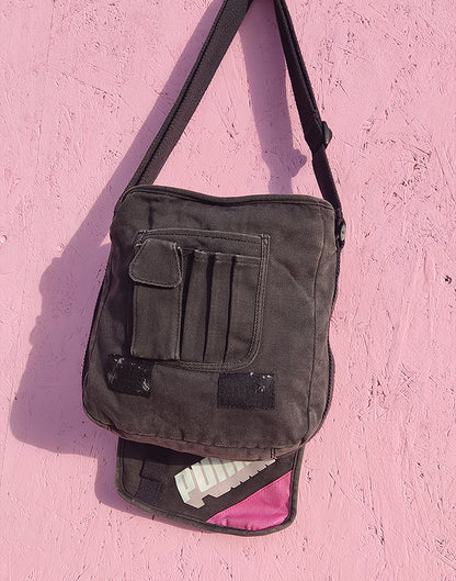 Canvas Puma Bag in Black & Pink