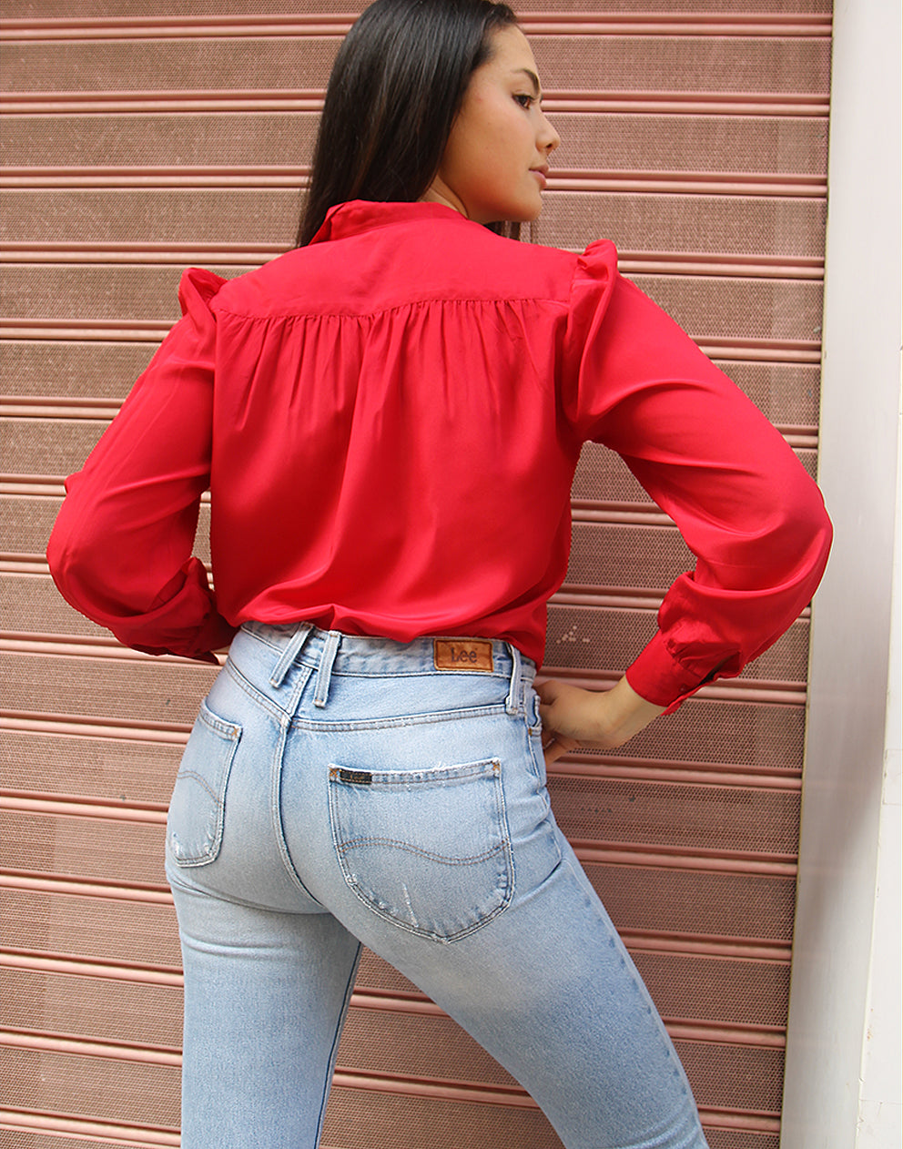 Red Blouse with Long Sleeves