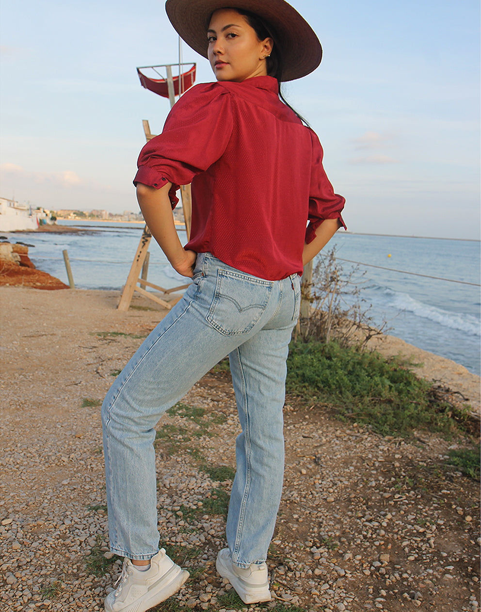 RED LONG SLEEVE BLOUSE