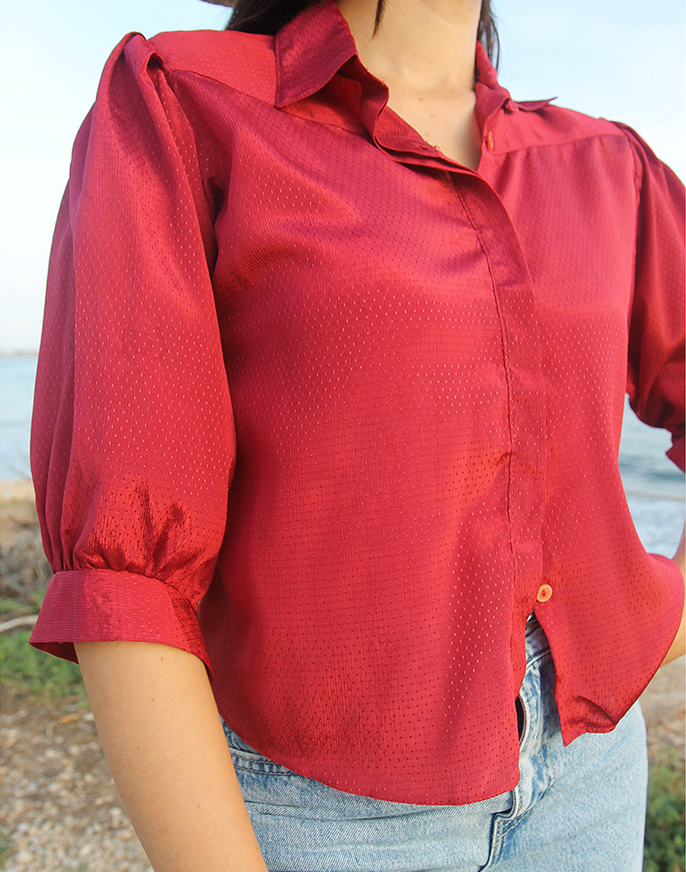 RED LONG SLEEVE BLOUSE