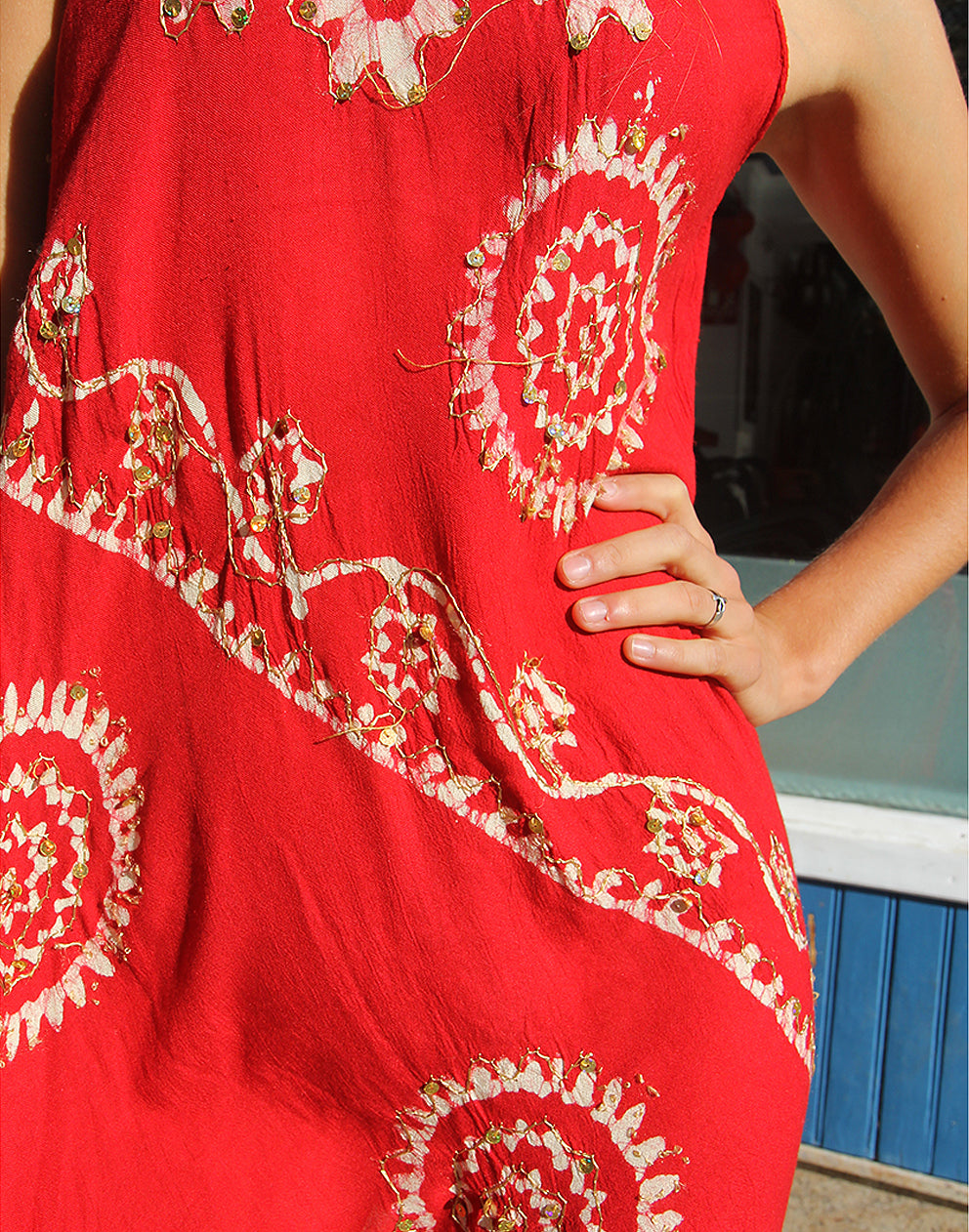 Red Embroidered Boho Dress