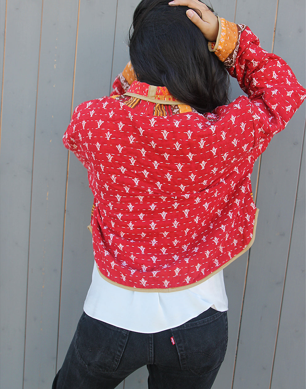 RED QUILTED JACKET, COTTON, UNIQUE