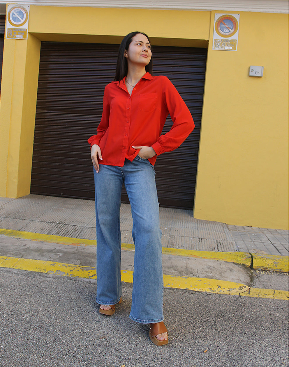 red long sleeve shirt 