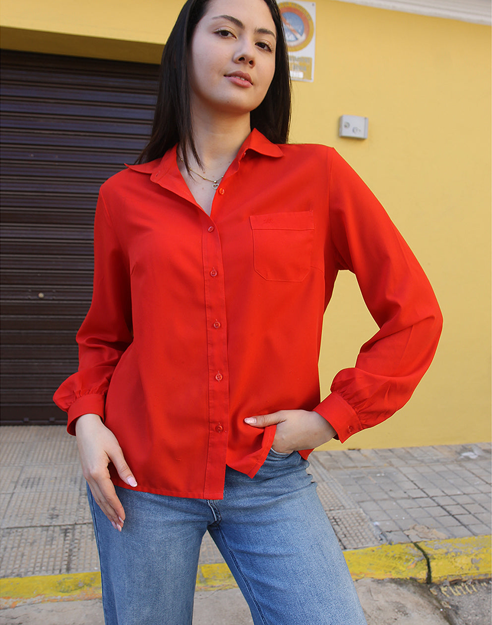 red long sleeve shirt 