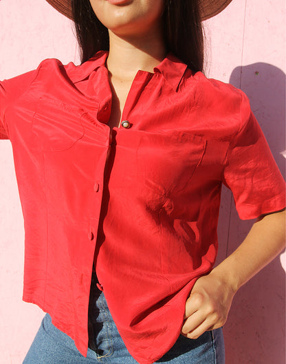 Silk Blouse in Red