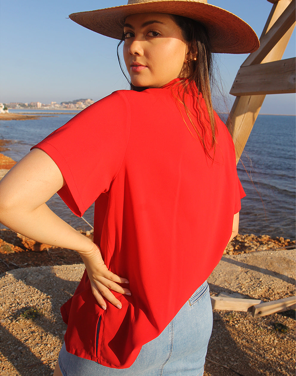 Red Silk Blouse