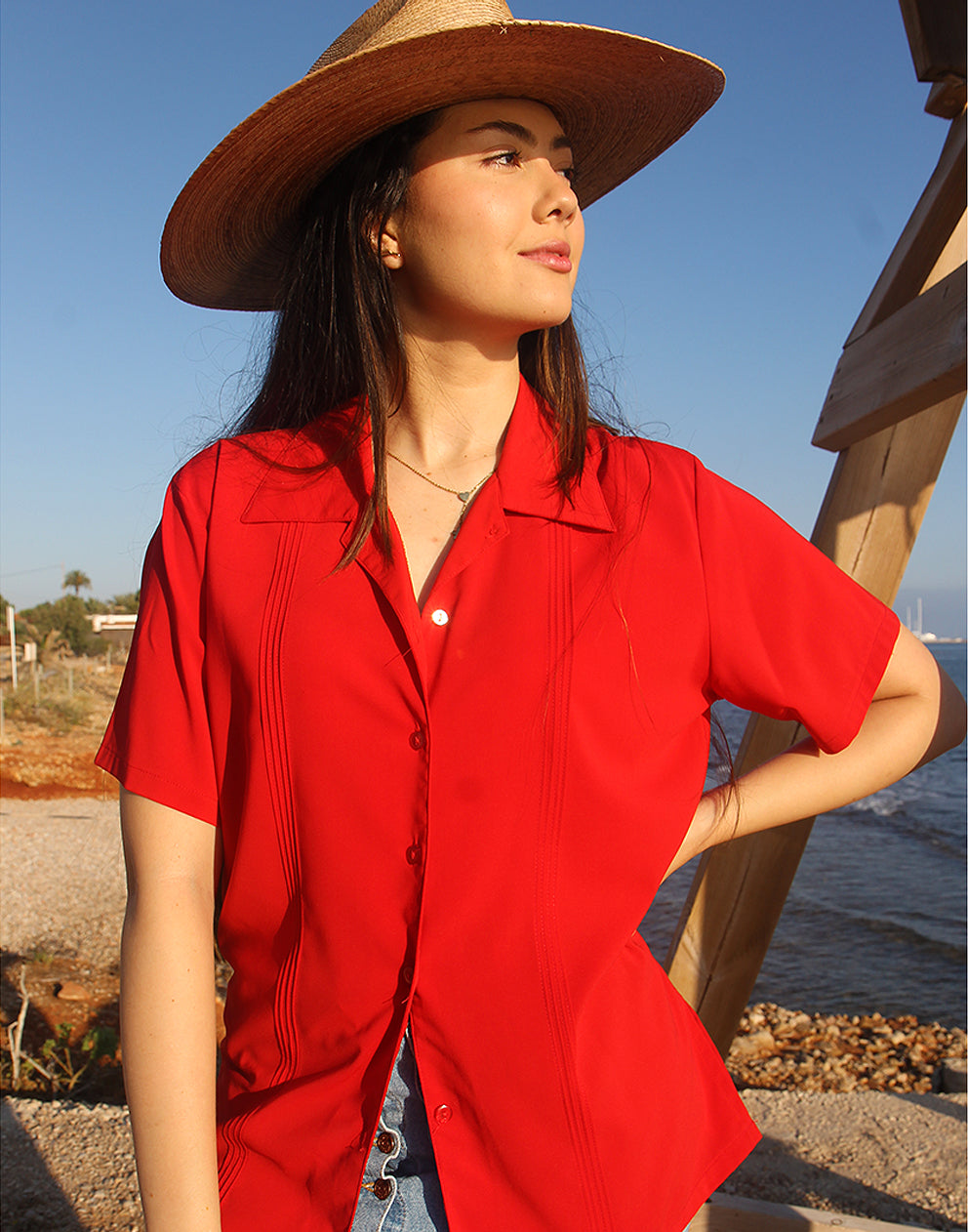 Red Silk Blouse