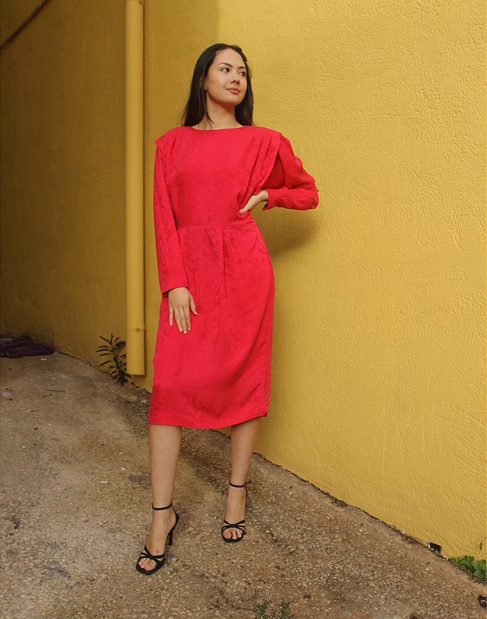 Long Sleeve Red Dress