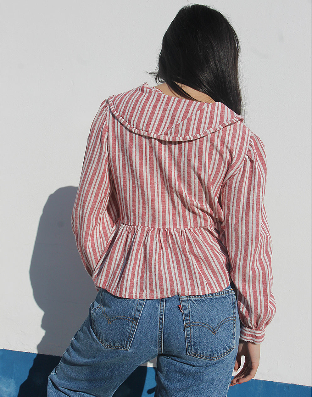 Wide Collar Long Sleeve Blouse