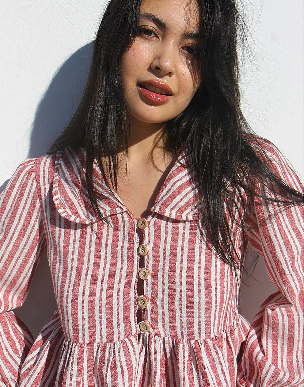 Wide Collar Long Sleeve Blouse