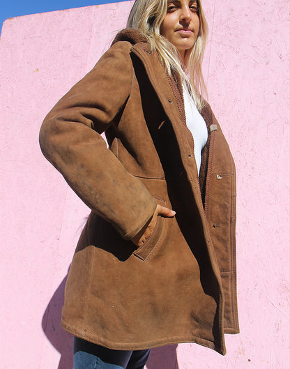 Shearling Coat with Hood