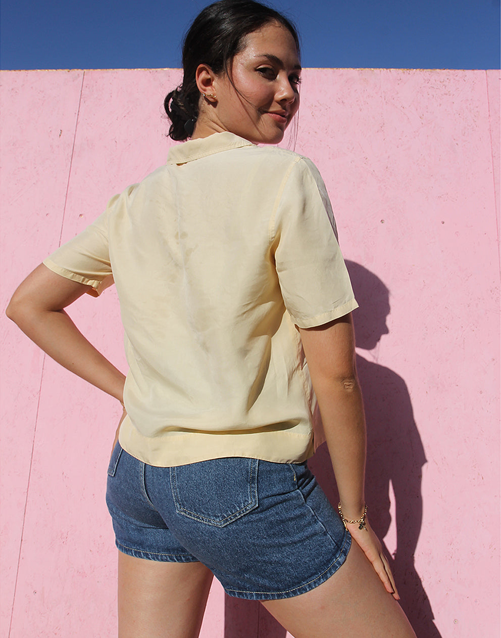 Silk Blouse in Pale Yellow