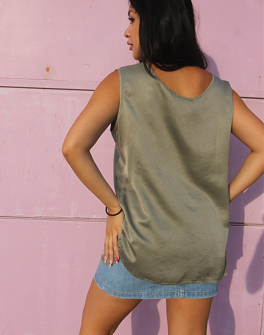 Green Silk Top