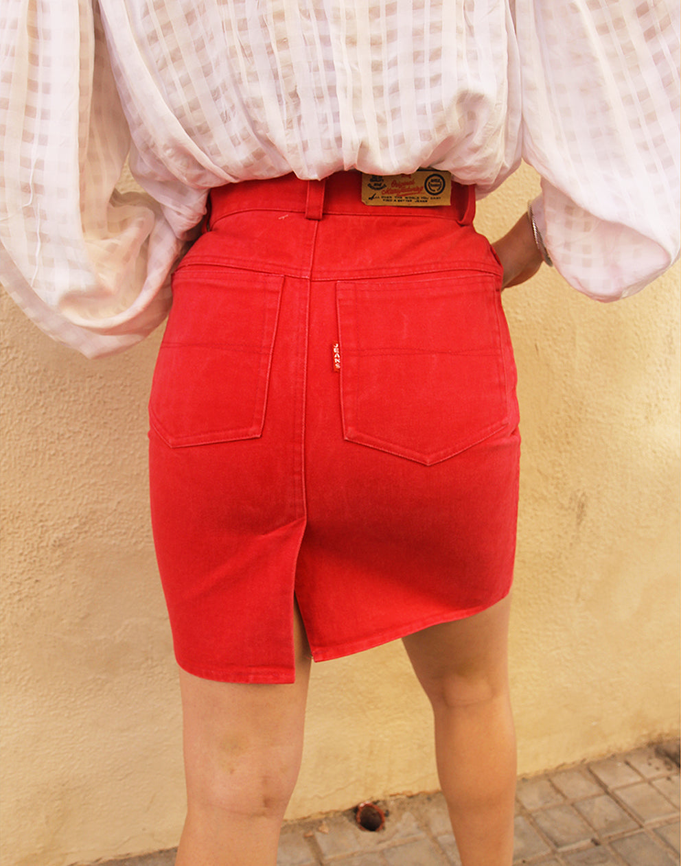 Vintage Red Denim Mini Skirt