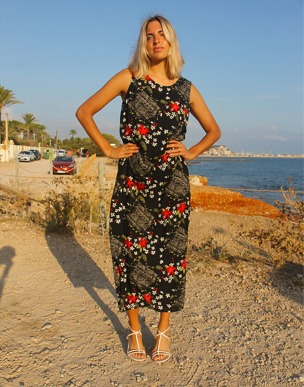 long black floral dress