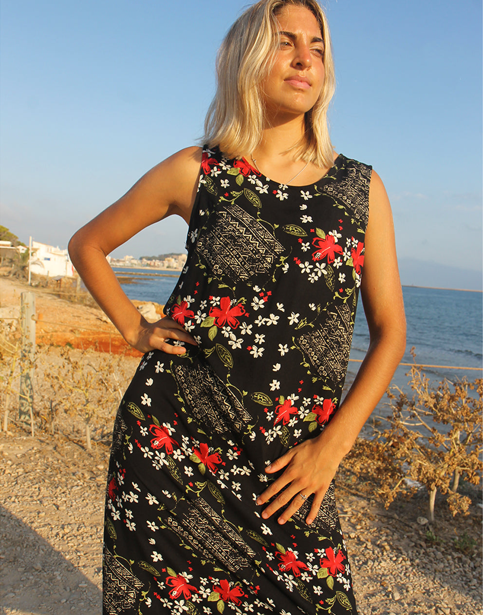 long black floral dress