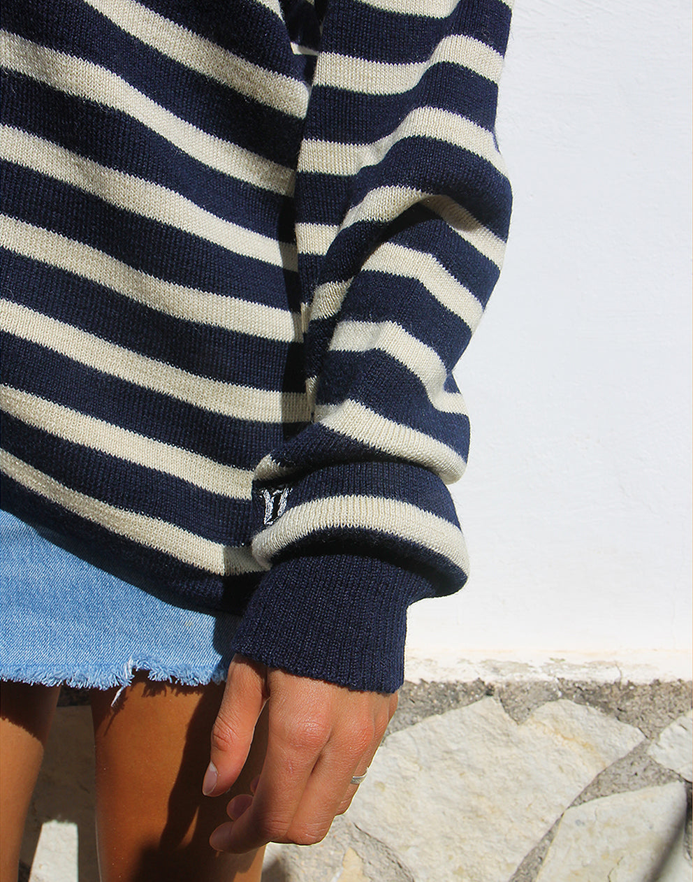 Stripe Sweater in Blue & Cream