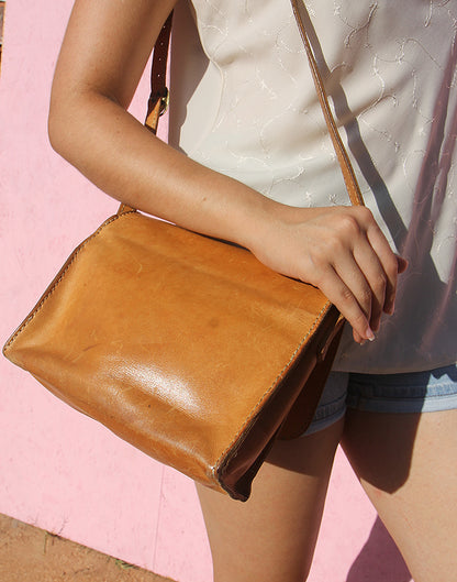 Tan Real Leather Handbag