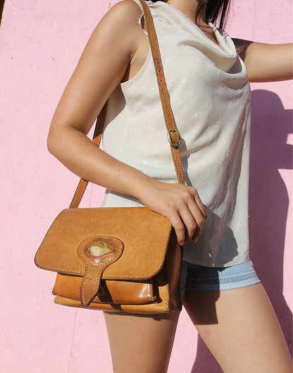Tan Real Leather Handbag