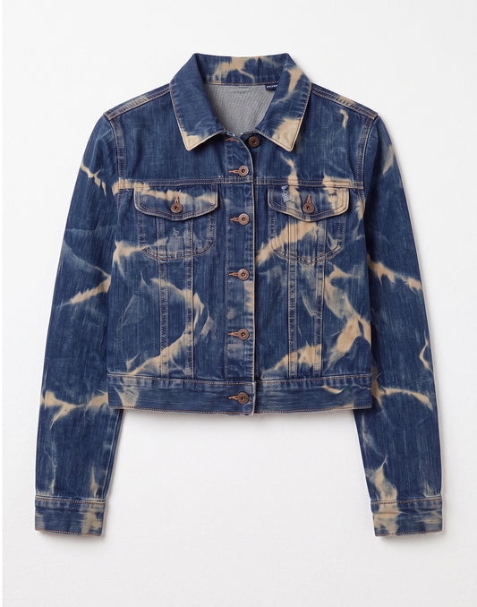 Womens Tie Dye Blue Jean Jacket