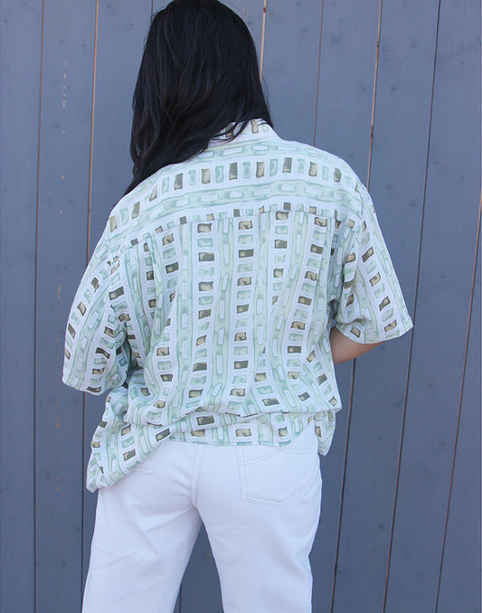 green and white vintage short sleeve shirt 