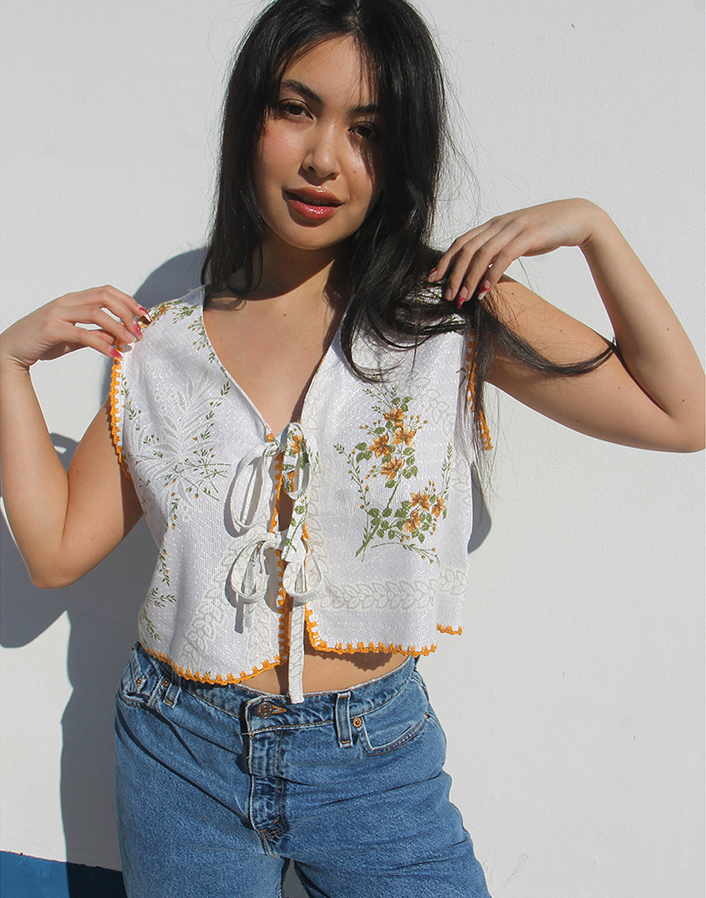 White Tie Front Top