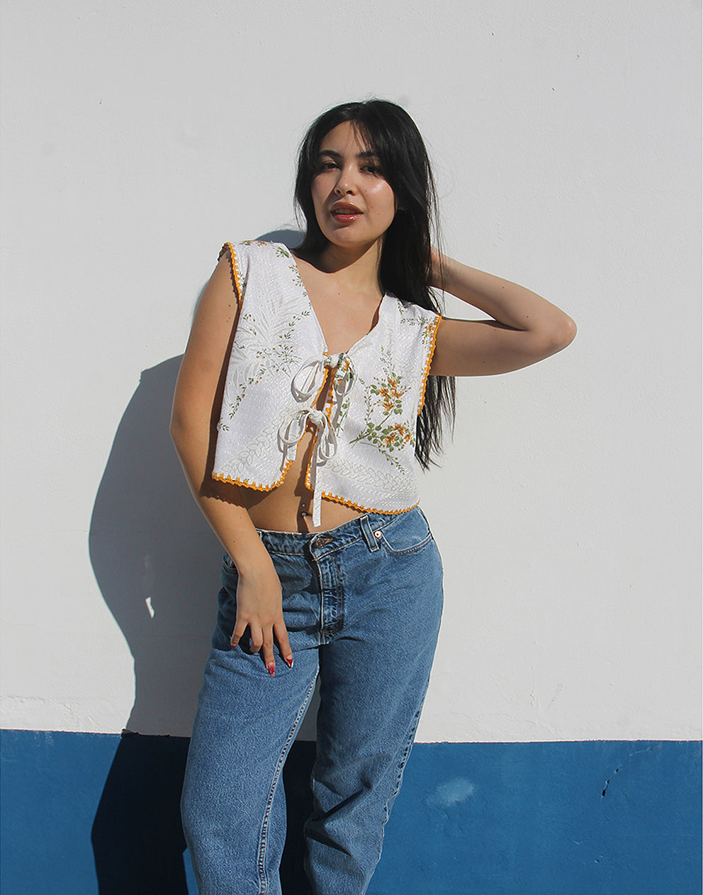 White Tie Front Top
