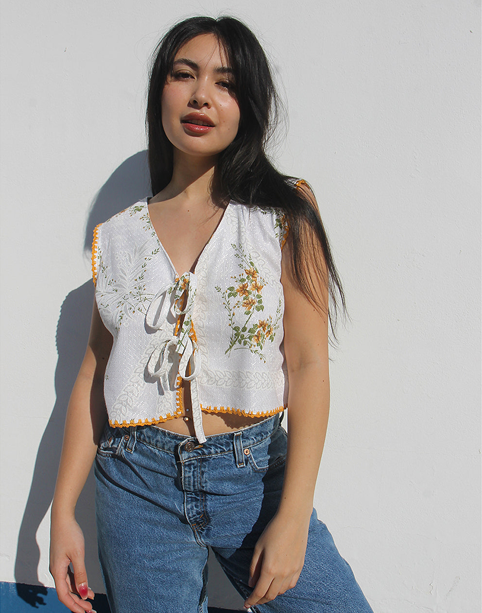 White Tie Front Top