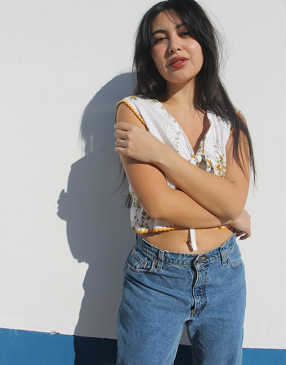 White Tie Front Top